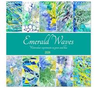 Emerald Waves - Watercolour experiments in green and blue (Wall Calendar 2026 12" x 24" / 30 x 60 cm (open)) CALVENDO 12 Month Wall Calendar