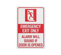 Emergency Exit Only Alarm Will Sound Sign Warning Tin Sign Home Kitchen Farm Garden Garage Wall Decor 30,5 x 20,3 cm