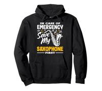 Emergency Save My Saxophone First Funny Saxofonist Felpa con Cappuccio