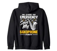 Emergency Save My Saxophone First Funny Saxofonist Felpa con Cappuccio