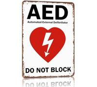Emergency Sign AED Do Not Block for School Gym 8 X 12 in