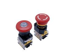 Emergency Stop 10A 380V 22mm Self-Locking Head Power Mushroom Push Button Switch 1NO 1NC LA38-11ZS(No Stop)