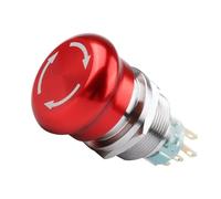 Emergency Stop Switch 16mm Red Mushroom Head with Arrow Metal Push Button Self-Locking/Latching Waterproof Dustproof(No,6Pin 2NO2NC) Switches