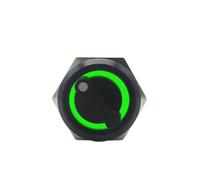 Emergency Stop Switch 19MM 220v lf-Return Self-Locking Waterproof DPDT Illuminated Metal Selector Knob Rotary 2 3 Position LED Lamp(Green Led, Latching)