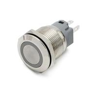 Emergency Stop Switch 19mm Waterproof Metal Push Button Switch LED Light Anodize Oxide Black Momentary Latching Car Engine PC Power Switch 3-6V(Green LED,Latching)