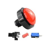 Emergency Stop Switch 1pcs 60mm Game Accessories Button 60mm Convex Big Circle with Light Button Pattle Game Machine Big Circle Button Switch Reset(Red-1) Controls Switches