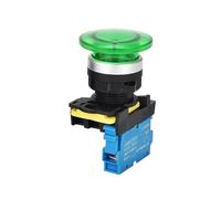 Emergency Stop Switch 22mm LA36M Mushroom Button with LED Momentary Self Reset Push RED Green 380v(Green-with led,1NC) Switches