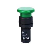 Emergency Stop Switch EB2 Red Green Mushroom Push Button Switch Self Locking Momentary Switch On Off Big Start Stop Enter Button Without Fixation 5A 1NO1NC(Green Head,Latching Self-Locked)