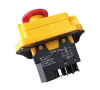 Emergency Stop Switch Emergency Stop Electromagnetic Switches DZ-6E Pushbutton Switches for Bench Lathe, Drilling and Milling Machine 250V 15A(5 Pins)