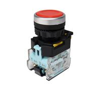 Emergency Stop Switch FXB38 22MM Push Button Switch On Off 1NO1NC Momentary Latching 10A 440V Flat Head Power Start Stop Buttons with Fixation(Red,Latching Self-Locked)