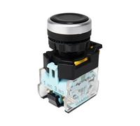 Emergency Stop Switch FXB38 22MM Push Button Switch On Off 1NO1NC Momentary Latching 10A 440V Flat Head Power Start Stop Buttons with Fixation(Black,Momentary Self-Reset)