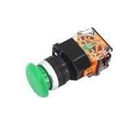 Emergency Stop Switch Momentary Mushroom Cap Push Button Switch Self Reset No Lock Round 1NO1NC Button Silver 22mm LA38-11M 1PCS(Green,Self-Locking) Controls Switches