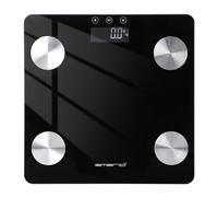 EMERIO Bilancia pesapersone digitale, misura grasso corporeo, massa muscolare, massa ossea, BMI, sensori ad alta precisione, con 2 batterie AAA, max. 180 kg, funzione memoria, spegnimento automatico,
