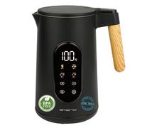 EMERIO Bollitore in acciaio inox, 1,7 l, doppia parete isolata, scelta della temperatura 40 - 100 °C in incrementi di 5 °C, display con varietà di tè preprogrammate, senza BPA, 2200 W, spegnimento