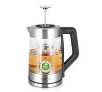 Emerio Bollitore in vetro con scelta della temperatura [50, 70, 80, 90, 100 °C], WK-122730, colino manuale da tè in acciaio inox, vetro borosilicato, senza BPA, volume 1,7 l, 2200 Watt