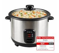 EMERIO Cuocere riso Eco automatico, senza BPA, fino a 1,5 l, funzione di mantenimento del calore, rivestimento antiaderente, coperchio in vetro, con cucchiaio di riso e misurino, 500 Watt
