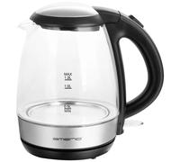 EMERIO WK-125145 Bollitore senza filo Vetro, Nero, Argento Capacità effettiva: