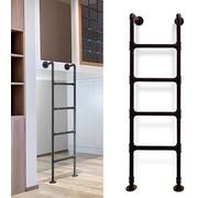 Emerncy Scala per finestra a soppalco e letti a castello, scala in metallo nero pesante per rimorchi da viaggio e accesso al letto matrimoniale Cara, perfetta per camera da letto, soppalco