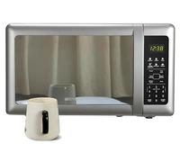 Emerson MW7601SL Compact Countertop Microwave Oven with Sleek Mirrored Finish Door 10 Power Levels, 6 Auto Menus, Glass Turntable and Child Safe Lock, 0.7 Cu. Ft, Silver