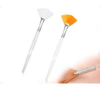 Emezddo 2 Pezzi Di Pennelli A Ventaglio,Pennelli Morbidi Per Maschere Cosmetiche, Applicatori Per Acidi,Strumenti Per Il Trucco Con Manici,Per Creme Viso Al Fango Per Donne E Ragazze(Giallo E Bianco)