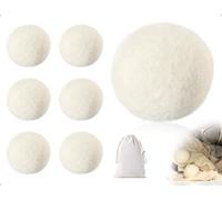 Emezddo Confezione da 6 Palline per Asciugatrice,Ammorbidenti Riutilizzabili per Piumini,Palline per Asciugatrice in Lana con Sacchetto Portaoggetti,Tempo di Asciugatura Antistatico Ridotto(6 cm)