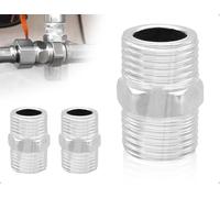 Emezddo Raccordo Doppio da 2 Pezzi, Raccordo Esagonale da 1/2 in Acciaio Inossidabile, Adattatore per Tubo Doccia, Prolunga Filettata per Tubo Flessibile Filettato