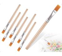 Emezddo Set Di 6 Pennelli Piatti, Piccoli Pennelli In Nylon Con Manico In Legno, Adatti A Bambini E Adulti A Scuola, In Classe, A Casa E Per Principianti, Nonché Per Artisti E Body Painting