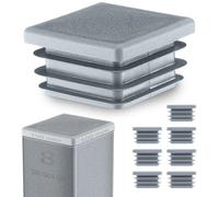 EMFA Tappo Terminale per Tubo Quadrato 100x100 mm Grigio - Tappi in Plastica con Lamelle 10x10 cm - Copritubo di Chiusura - 8 Pezzi