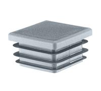 EMFA Tappo Terminale per Tubo Quadrato 30x30 mm Grigio - Tappi in Plastica con Lamelle 3x3 cm - Copritubo di Chiusura - 5 Pezzi