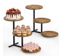 Emfogoo 2 supporti per torte a 3 ripiani, in legno, per 50 cupcake, torre per frutta o vassoio, torre da dessert per tè pomeridiano, festa a tema, matrimonio e compleanno