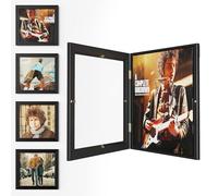 Emfogoo 4 Pezzi Porta Vinili da Parete, Legno Stile Vintage Porta Dischi Vinile, Cornice Vinile per Esporre Copertine di Dischi in Vinile LP da 12x12 Pollici (4 Pezzi/Nero)