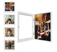 Emfogoo 4 Pezzi Porta Vinili da Parete, Legno Stile Vintage Porta Dischi Vinile, Cornice Vinile per Esporre Copertine di Dischi in Vinile LP da 12x12 Pollici (4 Pezzi/Bianco)