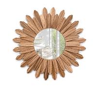 Emfogoo Boho Specchio da Parete, Decorazioni Casa Specchio da Parete Legno, 18 inch Specchio Ingresso da Appendere Rotondo Decorazioni per Camera da Letto e Soggiorno, Idee Regalo (Marrone vintage)