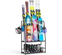 Emfogoo Portasci per il garage, scaffale per sci, snowboard, scarponi da sci, bastoni da sci, occhiali da sci e caschi, organizer per sci per il garage o la cantina