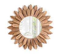 Emfogoo Specchio da parete 30 cm, piccolo legno rustico Sunburst boho, decorazione da parete per casa, soggiorno, camera da letto, corridoio (marrone ustikal marrone)