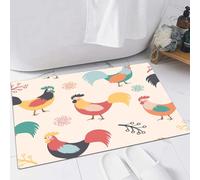 EMFSLA Tappeto Bagno,Tappetino Antiscivolo per Il Bagno,Bellissimo motivo con rami e fiori di galli,Soffice Tappeto da Bagno in Microfibra,Assorbente,60x90 CM