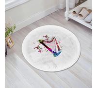 EMFSLA Tappeto Bagno,Tappetino Antiscivolo per Il Bagno,Cartoon arpa farfalla musica pittura ad acquerello,Soffice Tappeto da Bagno in Microfibra,Assorbente,60x60 CM
