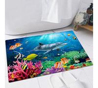 EMFSLA Tappeto Bagno,Tappetino Antiscivolo per Il Bagno,Delfino Corallo Pesci Colorati Sotto Il Mare,Soffice Tappeto da Bagno in Microfibra,Assorbente,60x90 CM
