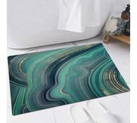 EMFSLA Tappeto Bagno,Tappetino Antiscivolo per Il Bagno,Sfondo astratto marmorizzato blu bianco verde e turchese. Modello in marmo liquido.,Soffice Tappeto da Bagno in Microfibra,Assorbente,60x90 CM