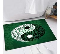 EMFSLA Tappeto Bagno,Tappetino Antiscivolo per Il Bagno,stile astratto fumo linea verde ornamento sfondo cornice yin yang segno astratto,Soffice Tappeto da Bagno in Microfibra,Assorbente,60x90 CM