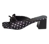 EMGILL Sandali da donna a pois con fiocco, punta quadrata, sandali estivi eleganti per vacanze, feste di nozze, nero, 38 EU