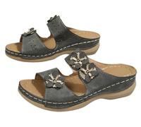 EMGILL Sandali estivi da spiaggia da donna eleganti sandali con zeppa comodi da camminare senza lacci casual con plateau, Grigio, 37 EU