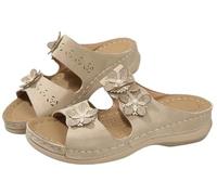 EMGILL Sandali estivi da spiaggia da donna eleganti sandali con zeppa comodi da camminare senza lacci casual con plateau, Beige, 39.5 EU