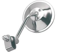 EMGO Specchio Retrovisore Rotondo Universale Cromato Clip-On 4" Con Stelo