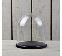 EMH Campana circolare in vetro soffiato a bocca con base nera, 16 x 15 cm