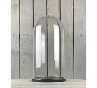 EMH Piccola campana in vetro con base in legno nero, 20 x 10 cm