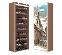EMHKNLD Scarpiera di Tessuto a 10 Ripiani, scarpiera componibile con Copertura Antipolvere, portascarpe salvaspazio per 15-27 Paia Di Scarpe, per Tacchi Alti, Scarpe Sportive Scarpiera Metallo