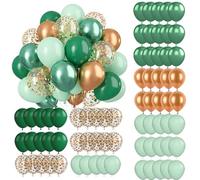 EMHTHME 70 Pezzi Palloncini Verdi Metallizzati, Palloncini Oro Metallizzato, Palloncini Coriandoli Oro, Palloncini Verdi Oro Bianchi, per Compleanno,Laurea,Feste,Palloncini Matrimonio, JV-02