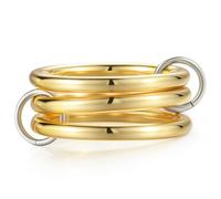 Emibele Anelli Impilabili per Donne, Multi-Collegati Argento Oro per Donne Non Scolorire, Bande Impilabili Metalliche A Due Toni Intrecciate, Regalo Gioiello Alla Moda Per Persona Amata, Taglia 7