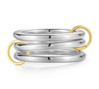 Emibele Anelli Impilabili per Donne, Multi-Collegati Oro Argento per Donne Non Scolorire, Bande Impilabili Metalliche A Due Toni Intrecciate, Regalo Gioiello Alla Moda Per Persona Amata, Taglia 6